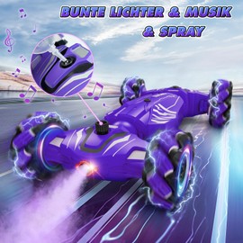 Dysaim Remote Controlled Car from 6 7 8 9 10 12 Years, RC Stunt Car, 360° Rotation Drift 4WD RC Car with Hand Control, 2.4 GHz Hand-Controlled Car for Boys, Girls, Christmas Gifts Children, Purple