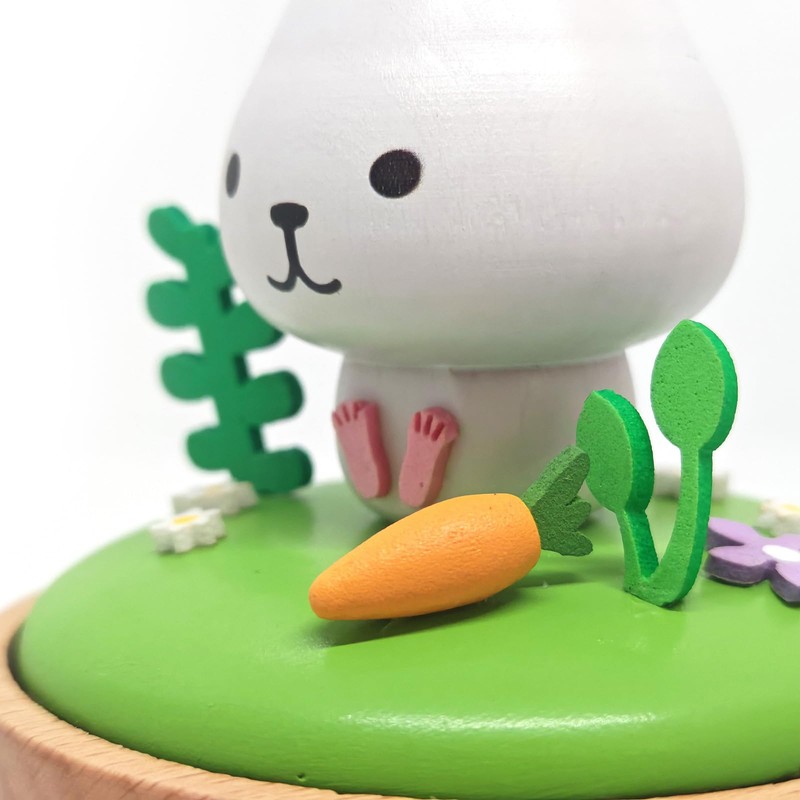 LILYXIN Christmas Decor Rabbit Music Box, Bunny Wooden Mechanical Musical
