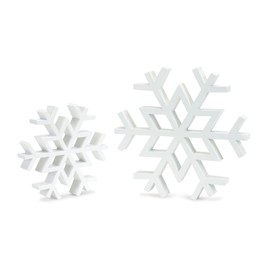 Melrose 84308 Snowflake Figurine, Set of 2, Wood