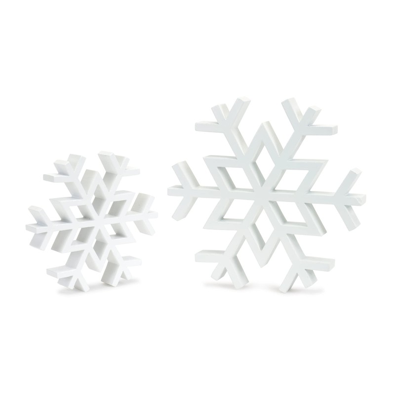 Melrose 84308 Snowflake Figurine, Set of 2, Wood