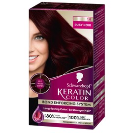Schwarzkopf Keratin Color Permanent Hair Color, 1.8 Ruby Noir, 1 Application - Professionally Inspired Permanent Hair Dye, for up to 80% Less Breakage vs Untreated Hair and up to 100% Gray Coverage