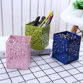 RICOO Pen Holder Desk, Pen Holder, Pen Box B003-P, Desk Organiser, Metal Office Organiser, Space Saving Office Organisation, Pen Holder, Pink