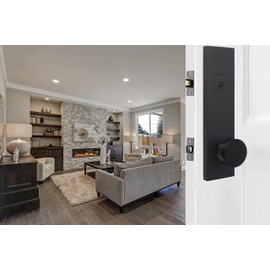 Weslock 066214242SL2D Addy Entry Handle with Mesa Knob (Keyed Handleset, Matte Black)