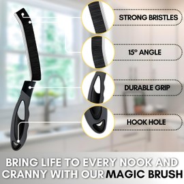 Crevice Cleaning Brush – Premium Aluminum Support with 15° Angle Magic Brush for Bathroom Tile, Groove & Gap Cleaning – Thin Scrub Brush with Durable Upgraded Handle for Home & Kitchen by Hydro