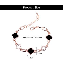 QKEPCY Four Leaf Clover Bracelet for Women, Five Flowers, Adjustable Bracelet, Inimalist Women's Jewellery, Bring Happiness and Hope Gifts for Women and Girls, Zinc, zinc alloy