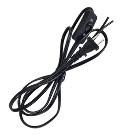 6 Feet Lamp Cord with Switch,1 Pack 2 Prong 18AWG Light Power Cord with 3A On/Off Switch,Pure Copper Wiring Tail Stripped (1.9M,Black) (LampCord 1)