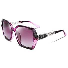 FEISEDY Women Trendy Polarized Sunglasses Oversized Sparkling Crystal Frame B2289