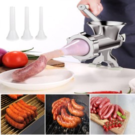 Meat Grinder Manual Mincer - Meat Grinders For Home Use Manual Sausage Maker & Burger Patty Stuffer with Table Clamp, Hand Operated Kitchen Tool for Homemade Pork, Beef, and Sausage - Easy to Clean