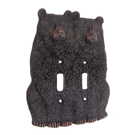 Sitting Bear Double Light Switch Cover, Toggle Light Switch Cover, Rustic Cabin Décor, 7.25 Inches