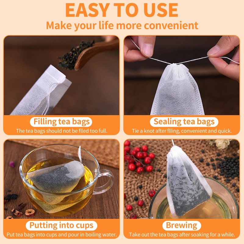 TamBee 100 Pack Disposable Tea Filter Bags Tea infusers 4"