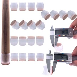 Prevent Scratches Chair Leg Floor Protectors with Felt, Chair Leg Caps Covers, Felt Furniture Pads, Floor Protectors for Chair, Bar Stool Leg Protectors, Fit 1-3/10" - 1-4/5"20 PCS(Round, Clear)