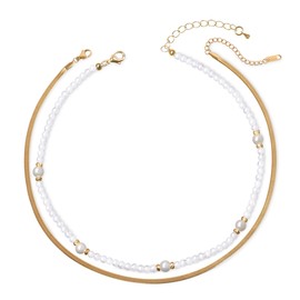 COAI Gemstones Choker 2 Pieces, Stainless Steel Moonstone Stainless steel, Moonstone