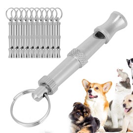 Ultrasonic Dog Training Whistle, Adjustable Frequency Stainless Steel Dog Whistle, 10pcs Adjustable Dog Whistle Trainer Sound Waves Stainless Steel Pet Training Supplies with Metal Suspension Loop