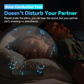HALCONTORNO Pillow Speaker for Sleeping - Bone Conduction Speaker with 6 Built-in White Noise, Silent Bluetooth Speaker Under Pillow, Portable Sleep Bar for Travel, Memory Card Compatibility (Black)