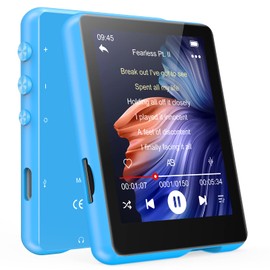 32 GB MP3 Player Bluetooth 5.3 MECHEN 2.4 Inch Touchscreen Portable MP3 Player for Running with Line-In Recording, FM Radio, Speaker, Supports up to 128 GB (Blue)