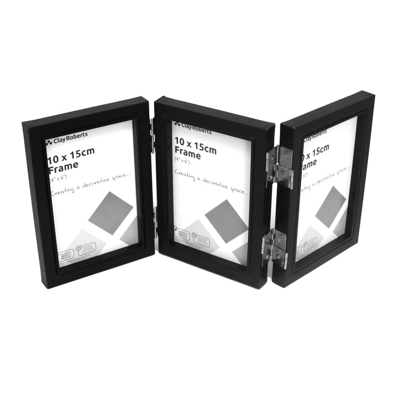 Clay Roberts Triple Photo Picture Frame 6 x 4, Black,