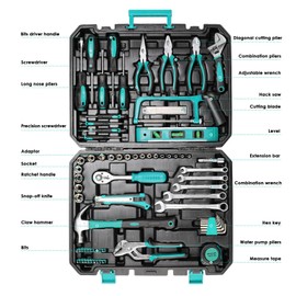 TLGREEN 79 Pieces Tool Set,Car Tool Kit,Basic Tool Kit with Tool Box,Ratchet Handle,Bits Driver Handle, Adjustable Wrench, Home Tool Kit for Car, Motorcycle,Bicycle,Dorm,Home