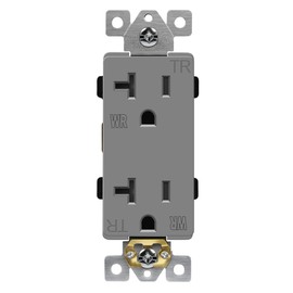 ENERLITES Decorator Receptacle, Tamper-Weather-Resistant, Residential/Commercial Grade Outdoor Outlet, Self-Grounding, 2-Pole, 3-Wire, 5-20R, 20A 125V, UL Listed, 62060-TWR-GY, Gray