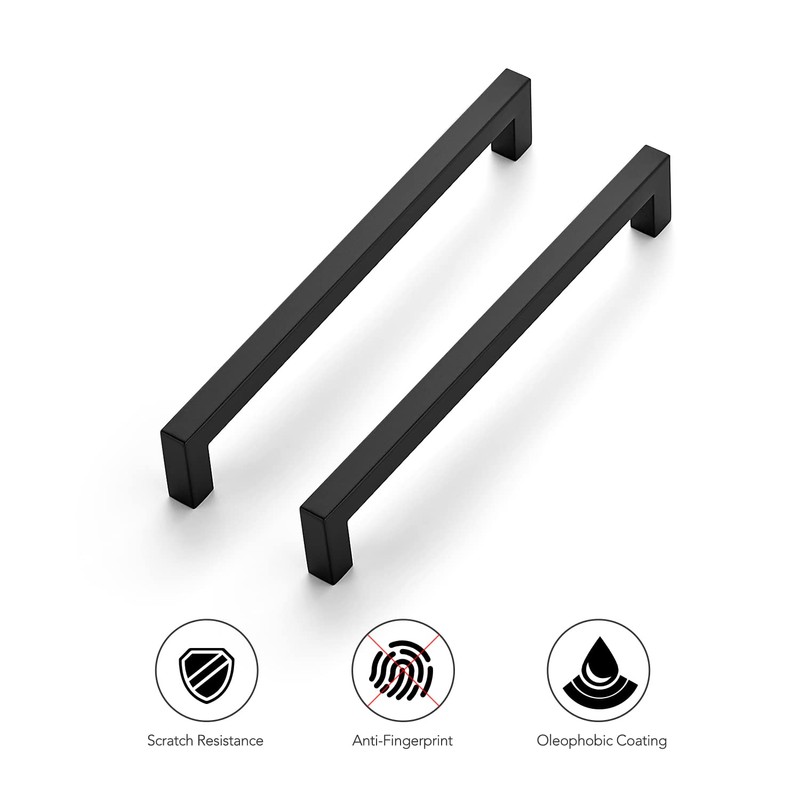 Ravinte Matte Black Cabinet Square Handles Drawer Pulls 8 Inch