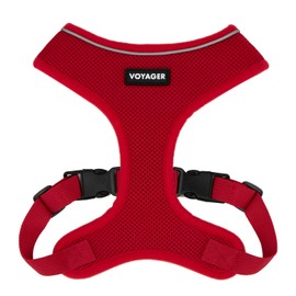 Aerolite - Arnés de malla para perro con cobertura de pecho ligera, suave, transpirable, costuras reflectantes y correas ajustables para caminar, correr, entrenar, resistente y duradero, color rojo, M