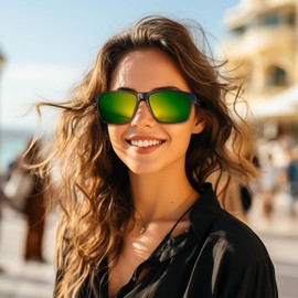 BONDDI Sunglasses for Men Women Polarized Sunglasses with UV400 TR90 Frame for Running, Driving and Other Outdoor Sports Activities, Green