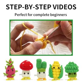 TIKA 5‑Pcs DIY Puff Bubble Vegetable Crochet Kit – Beginner Knitting w Video Tutorial