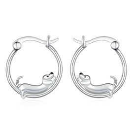 Dachshund Earrings 925 Sterling Silver Weiner Dog Hoop Earrings Cute Dachshund Jewelry Gifts for Women