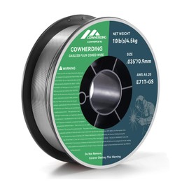 Flux Core Gasless MIG Wire, 0.035" Diameter E71T-GS Mild Carbon Steel 10-Pound (4.5kg) Low Splatter Flux Core Welding Wire, Strong ABS Plastic Spool Welding Wire, Less Splatter, Welds Cleaner