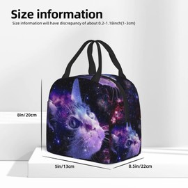 PrelerDIY 3d Galaxy Cat Lunch Box Insulated Meal Bag Lunch Bag Reusable Snack Bag Food Container For Boys Girls Men Women School Work Travel Picnic