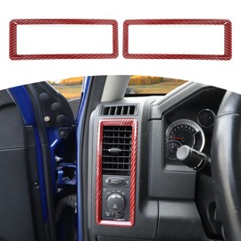 RT-TCZ for RAM Dash Air AC Vents Trim Cover Frame for Dodge RAM 2010-2017 Red Carbon Fiber Interior Accessories 2pcs