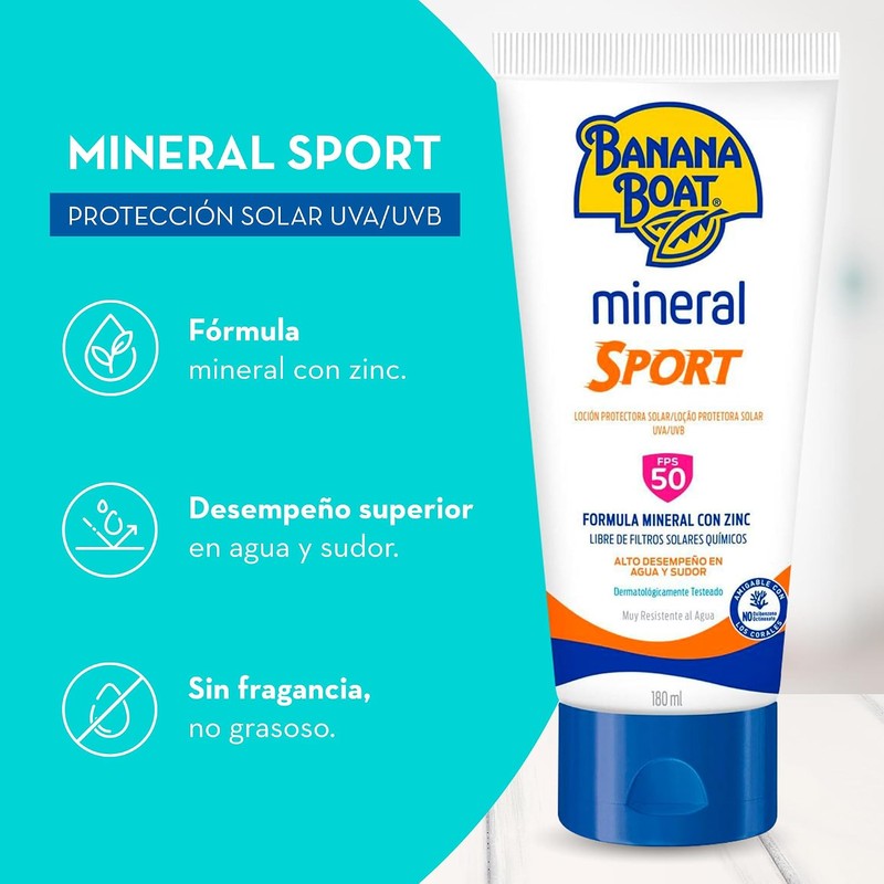 Banana Boat, Protector Solar Mineral Sport 50 FPS 180 ml