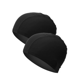 YFFSFDC Swim Cap Swimming Cap Pool Hat Swimming Cap for Men Women Elastic Loose Size Swim Cap 2 Pack Black
