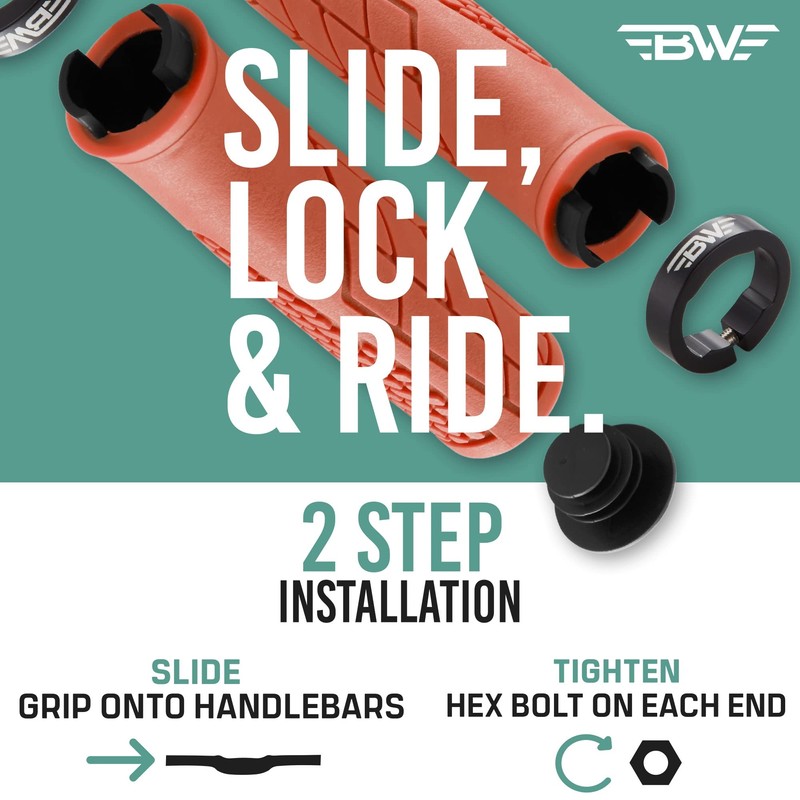 BW USA Ergo-Lock MTB Grips – Comfortable Ergonomic Lock-On Bike
