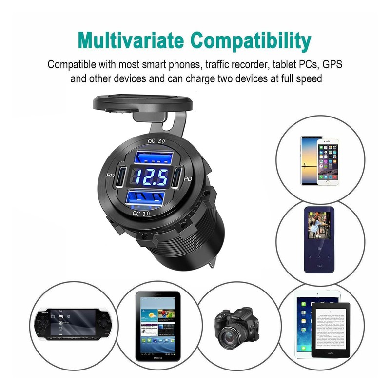 Upgraded 12 V USB Socket - 4 in 1 Car
