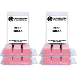 Candlecopia Pink Sugar Strongly Scented Hand Poured Vegan Wax Melts, 36 Scented Wax Cubes, 19.2 Ounces in 6 x 6-Packs