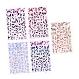 WOONEKY Long Press Nails for Women 5 Sheets Nail Art Sticker Butterfly Manicure Decor