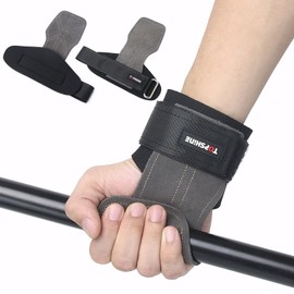 Top Shine Power Grip, Genuine Leather, Deadlift Gloves, Anti-Slip, Power Grip, Muscle Training, Unisex, Power Grip, Leather, Hand Help, Power Grip, Women's, Left and Right Set, One Size Fits All (Dark