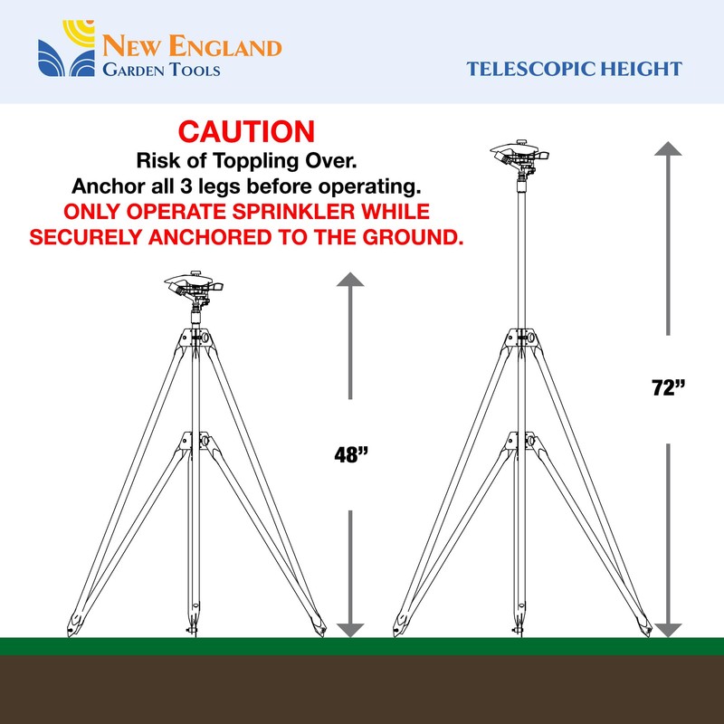Heavy Duty Tripod Sprinkler 300003, Long Range Sprinkler with 125