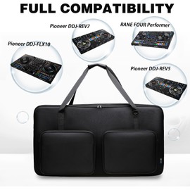 DR·AMIU DJ Controller Bag Case Compatible with Pioneer DJ DDJ-FLX10, DDJ-REV7, DDJ-REV5, Rane ONE, AKAI Professional MPK249, Denon DJ SC Live 2/4 DJ Controller with Shoulder Strap