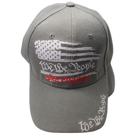 We The People Adjustable Embroidered Cap Hat (are Pissed USA Distressed Flag Grey Gray)