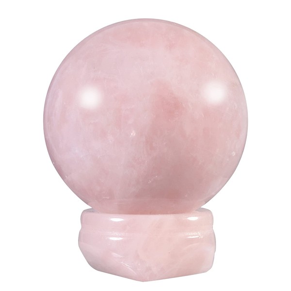SUNYIK Natural Rose Quartz Crystal Ball with Stand, Polished Stone