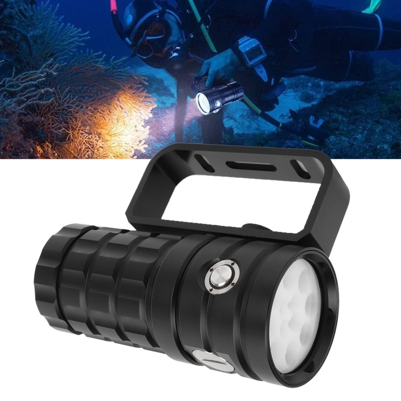 Diving Flashlight Super Bright Flashlight 18000LM Aluminum Alloy IPX8 Waterproof