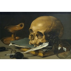 Scorpio Posters Still Life With a Skull and a Writing Quill - Laminated - Mini Poster - 18.5" x 12.5"