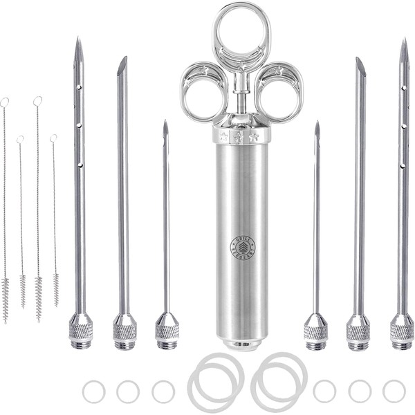 GRILL SERGEANT Professional Meat Injector, Marinade Syringe Set, FOREVER GUARANTEE,