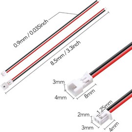 CHANJIF コネクター 40個20ペア JST 1.25mm 15cm 2ピン オス＆メス延長ケーブル 錫めっき銅製 端子コネクタワイヤー RCリポバッテリ ヘリコプター用