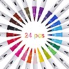 24 Watercolour Pencils Coloured Pens with Double Tip Brush Pen