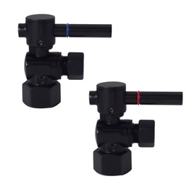 Westbrass R103BL-2-62 1/4-Turn Lever Handle Angle Stop Shut Off Valve, 1/2" IPS x 3/8" OD, Matte Black (2-Pack)