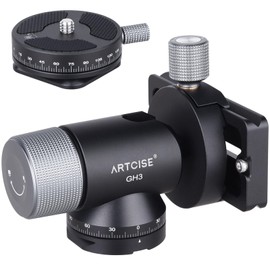 ARTCISE Monopod Gimbal Ball Head Head CNC Machined Aluminum Tripod Mount Head with Arca-Swiss Standard 360° Panoramic Pan for Long Telephoto Lenses, Arca Type Quick Shoe Monopod Head, Max Load 4kg