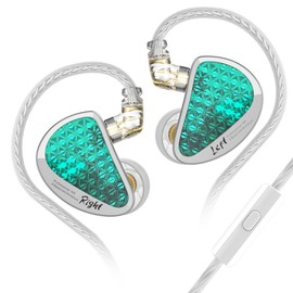 Linsoul KZ AS16 Pro 16BA - Auriculares con armadura equilibrada, con graves HiFi en el oído, con cable de 2 pines desmontable de 0,75 mm (cian, con micrófono)