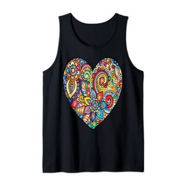 CUTE HEART TEE. HEART SHAPED ART PATTERN, COLORFUL SWIRLS Tank Top